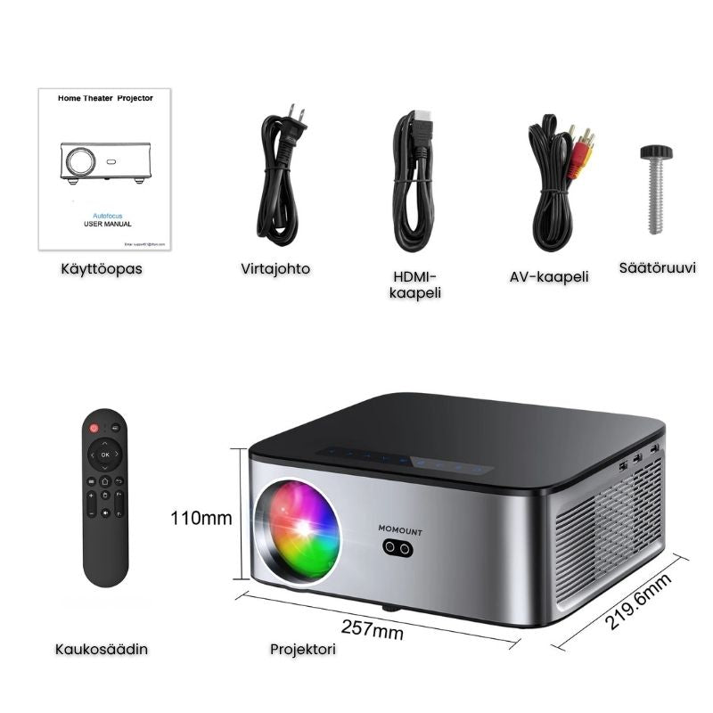 Projecteur Intelligent Full HD – 1100 ANSI Lumens, Android 9.0, Autofokus, Wi-Fi 5G, Bluetooth 5.1