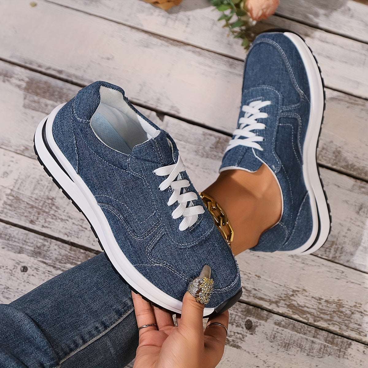Paloma platform sneakers – Damesneakers i canvas med snørebånd