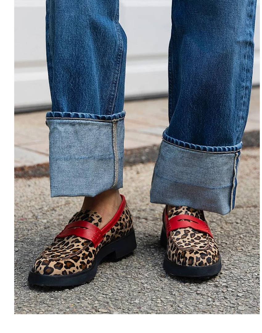 Carmela – Penny-loafers i leopardlæder med platform
