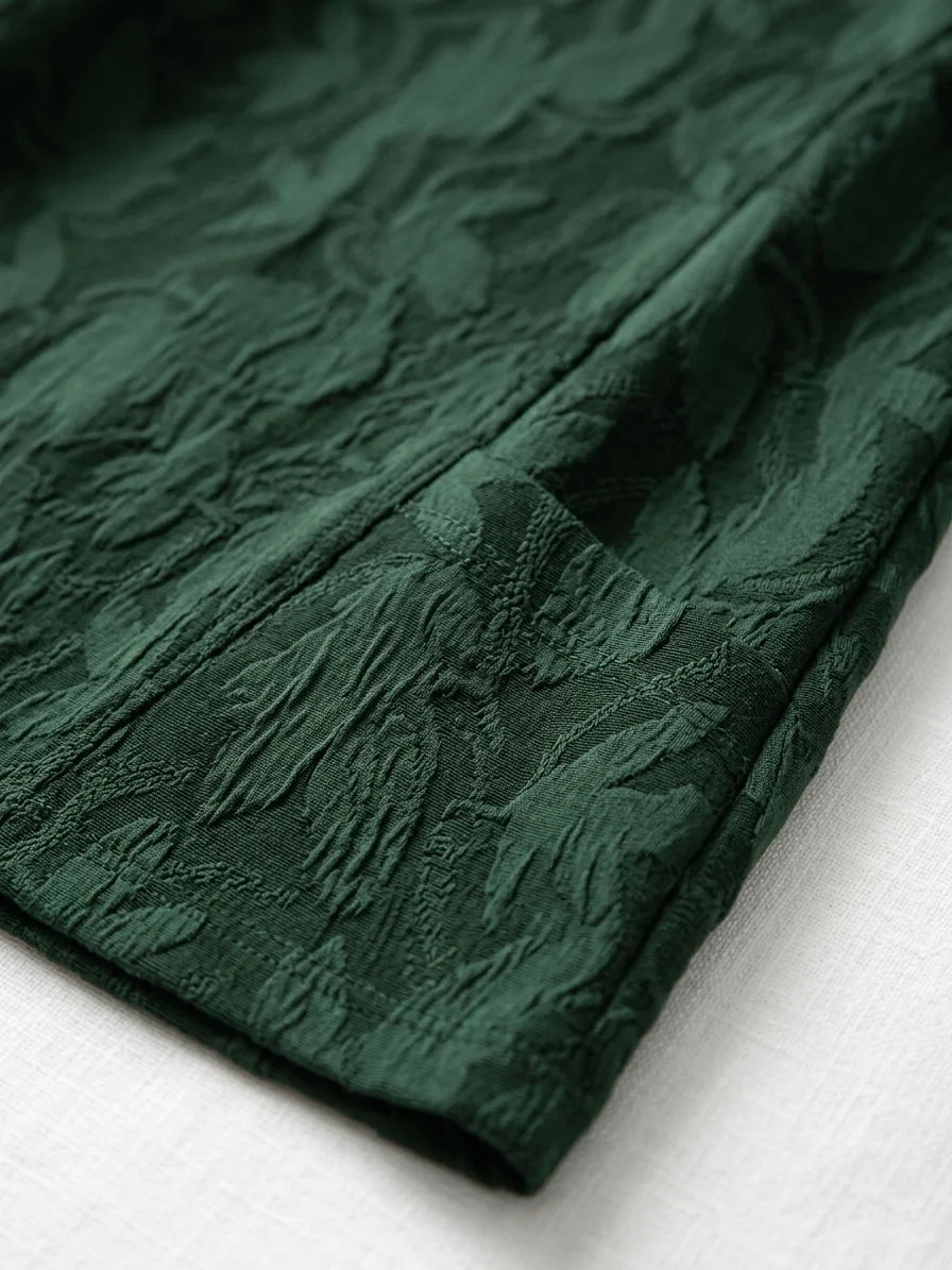 Wren Winter Midi Dress | Long Sleeve, Pockets, Printed - Green - detail