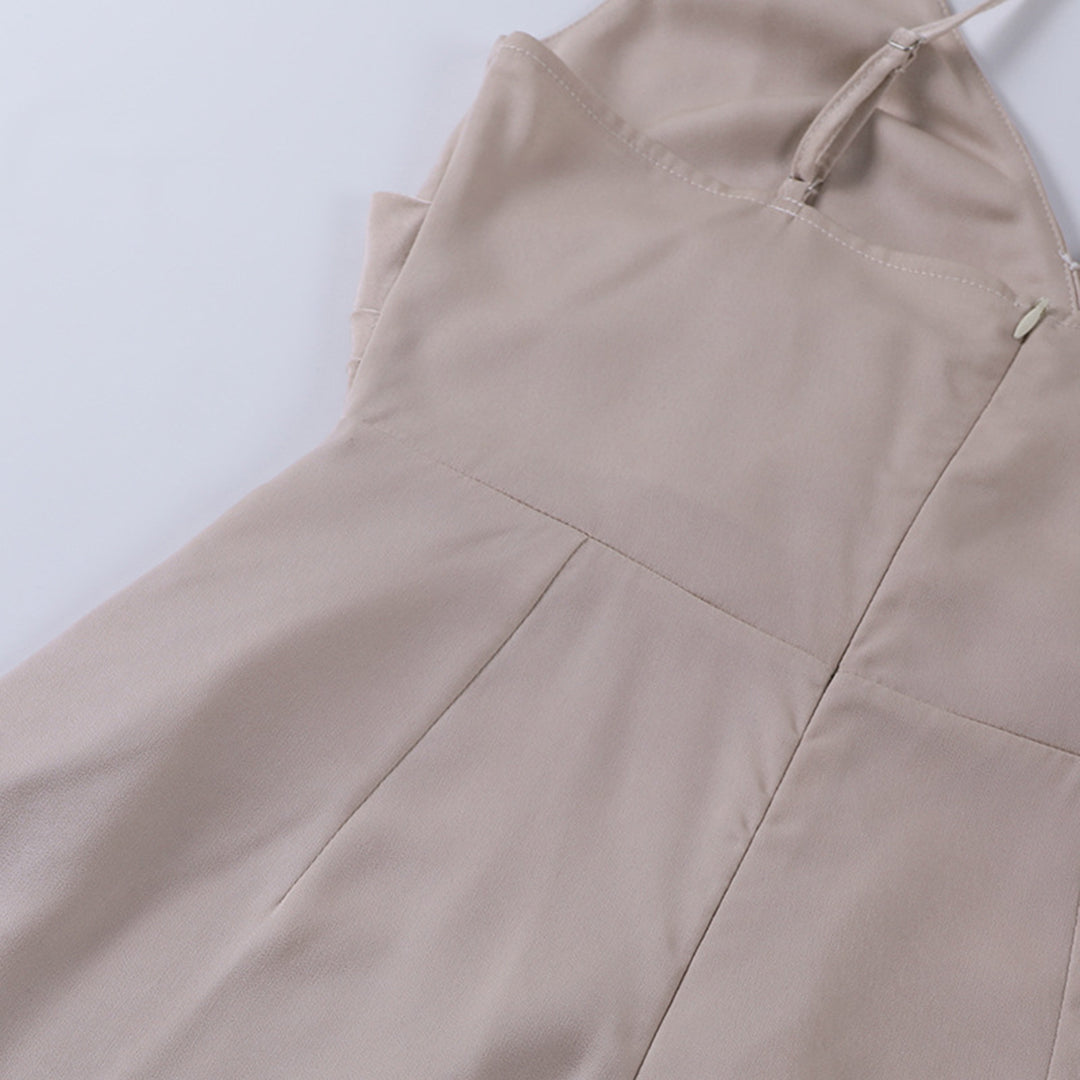 Sommerkjole Evangelia – Elegant satin slå om-maxikjole til fest