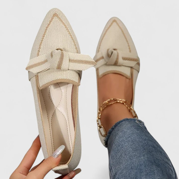 Momount Dame Mules med Spids Tå – Strikmesh Knude Flad Slip-On Lukket Tå
