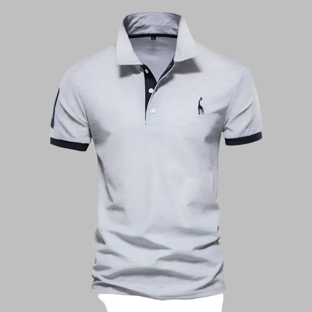 Momount Men Polo Shirt – Contrast Placket Embroidered Logo Classic Fit