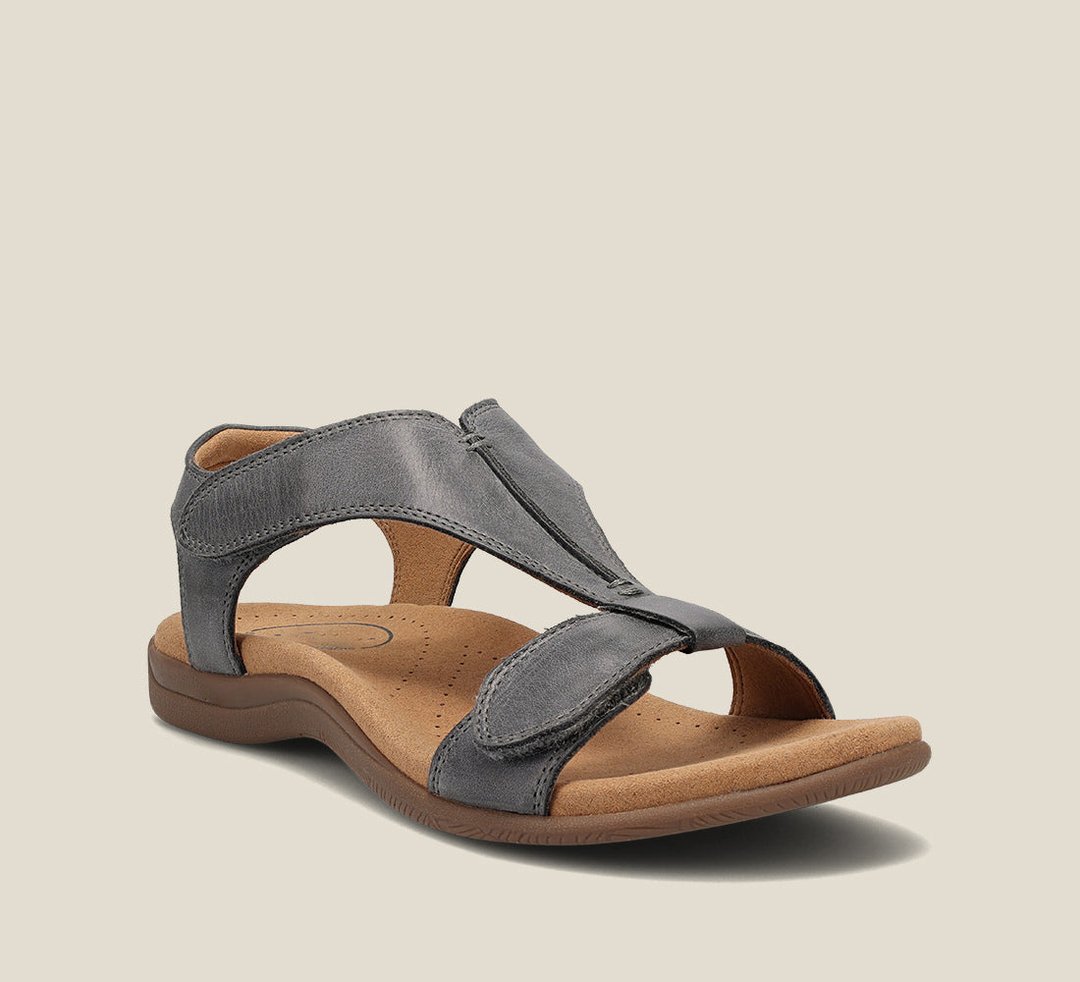 Momount ortopædiske sandaler dame – læder med velcro og svangstøtte til gåture