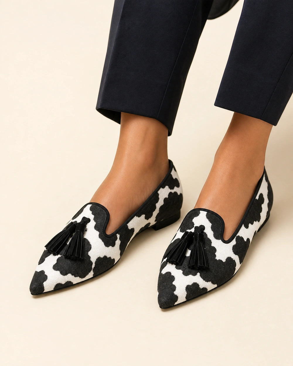 Spidse loafers med ko-print og kvaster — Produktbillede 11