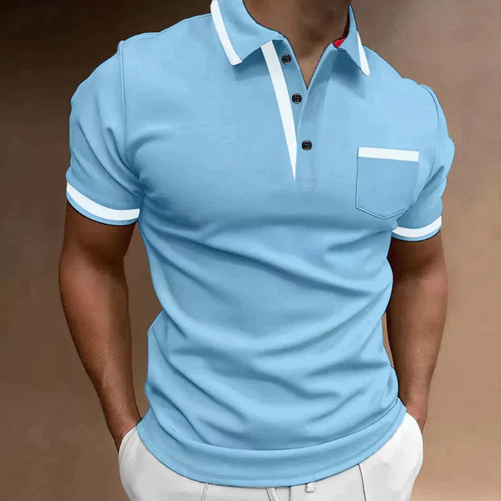 Momount herrepolo – kontrastkant med brystlomme og korte ærmer