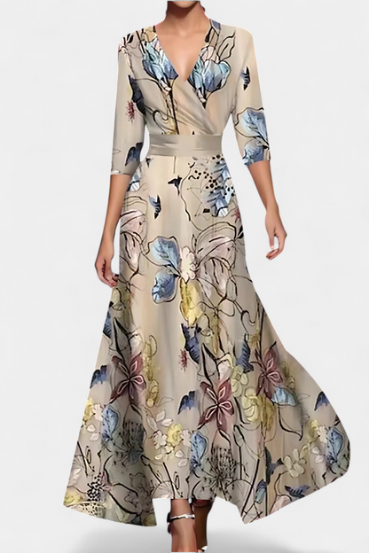 Lauren Floral Wrap Maxi Dress | V-Neck, Embroidered