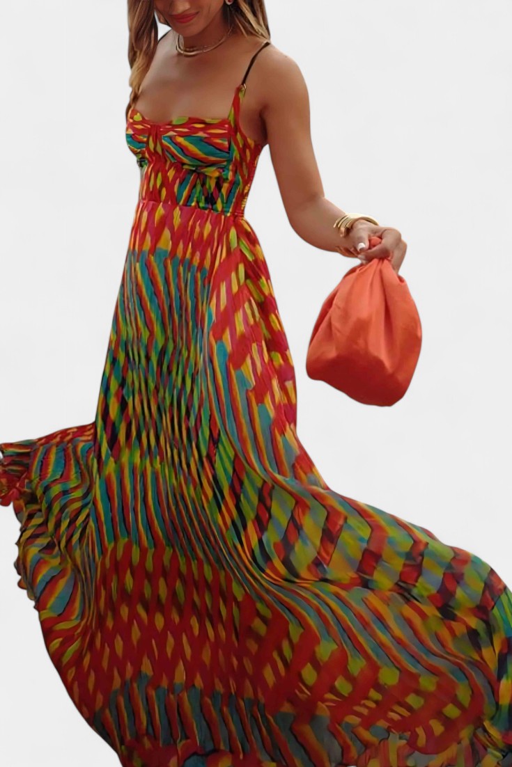 Boho maxikjole – Sommerkjole med stropper i flydende stil