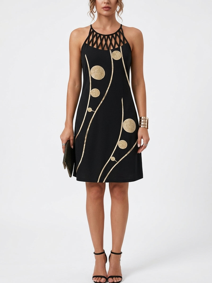 Gabriella Summer Midi Dress | Chic, Casual, Vibrant - Black - front