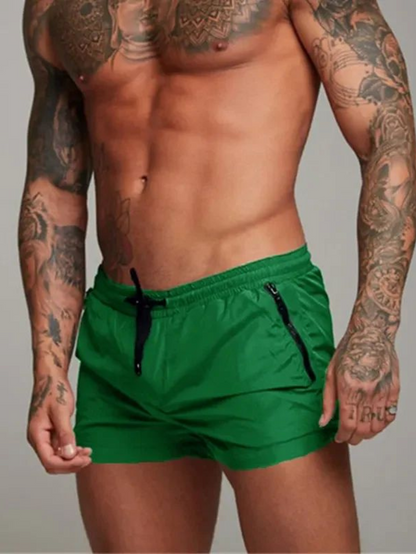 Herrebadeshorts i sort – Slim fit, hurtigtørrende med snørelukning