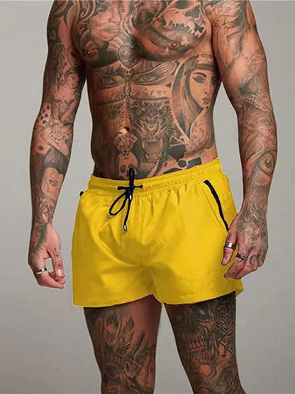 Herrebadeshorts i sort – Slim fit, hurtigtørrende med snørelukning