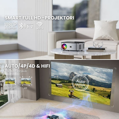 Projecteur Intelligent Full HD – 1100 ANSI Lumens, Android 9.0, Autofokus, Wi-Fi 5G, Bluetooth 5.1 