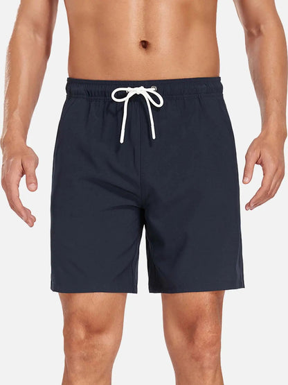 Sorte herrebadeshorts – Hurtigtørrende med elastisk snørelukning
