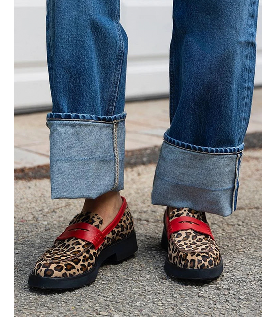 Carmela | Leopard Penny Loafers – Platform i læder
