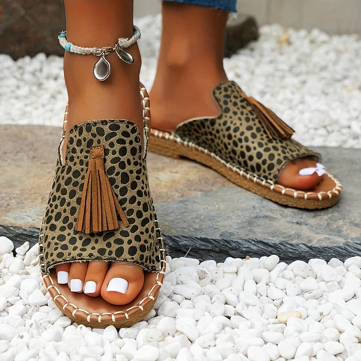 Boho damesandaler med kvaster – Flade og åbne med polstret støtte