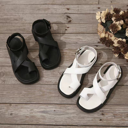 Momount gladiator-sandaler dame – koral læder med platformsål og ankelrem
