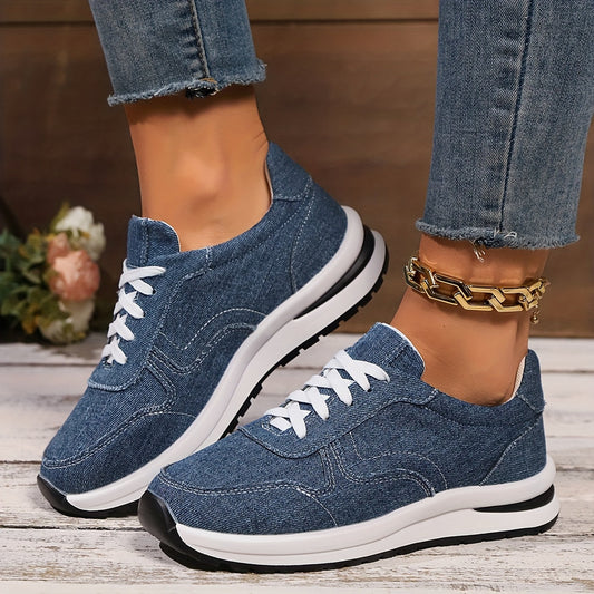 Paloma platform sneakers – Damesneakers i canvas med snørebånd