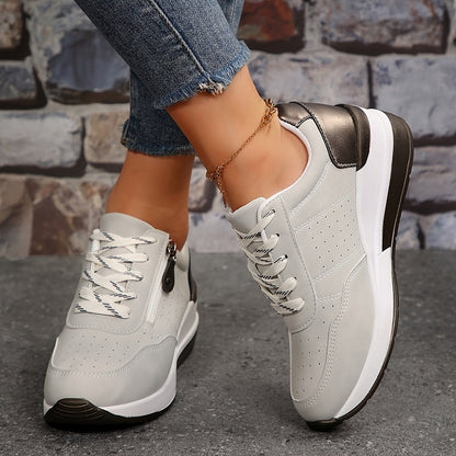 Women's Orthopedic Low-Cut Sneakers – Lace-Up Panel Upper