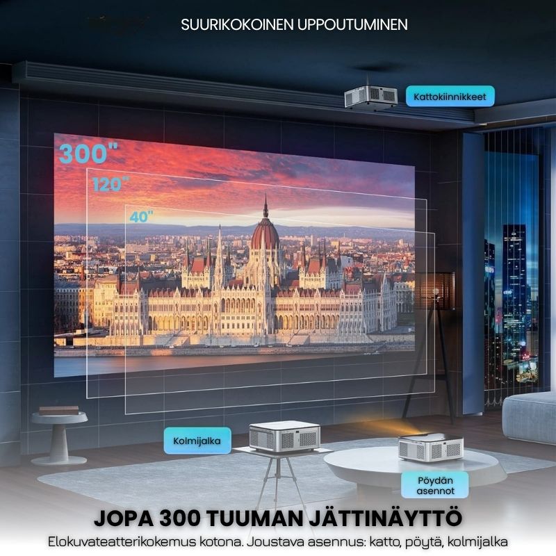 Projecteur Intelligent Full HD – 1100 ANSI Lumens, Android 9.0, Autofokus, Wi-Fi 5G, Bluetooth 5.1 