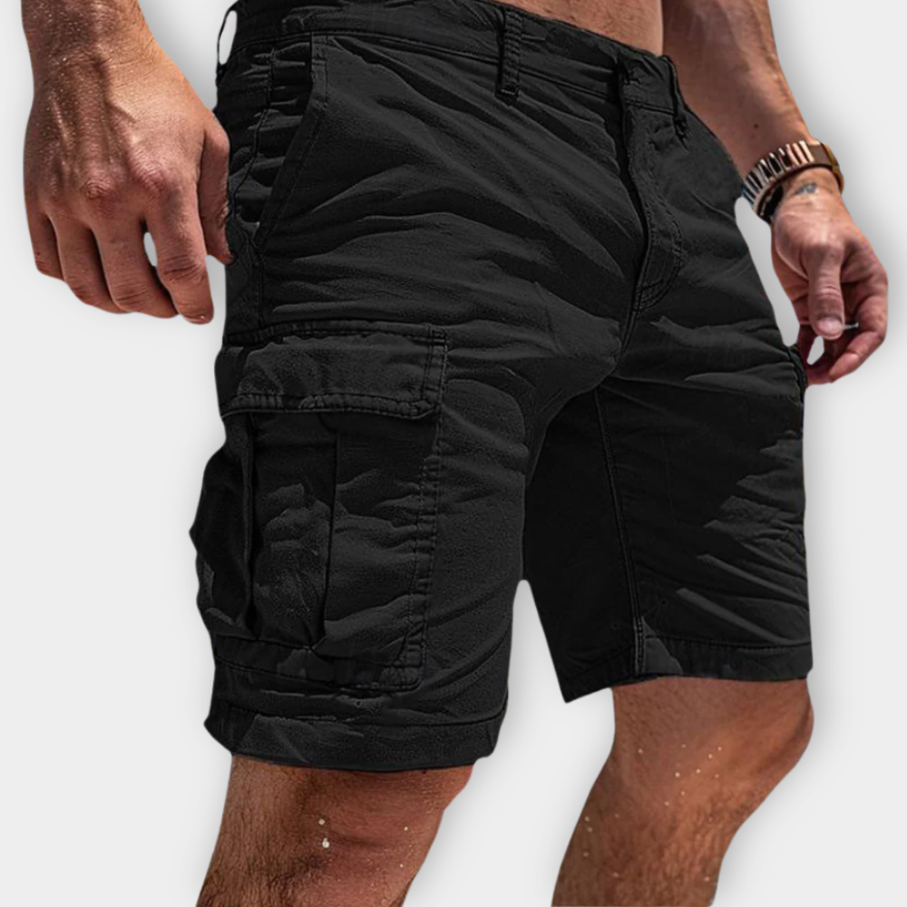 Herrecargoshorts i slim fit – Bomuld med klaplommer til sommer