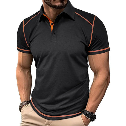 Momount Men Polo Shirt – Contrast Stitching Athletic Fit Short Sleeve