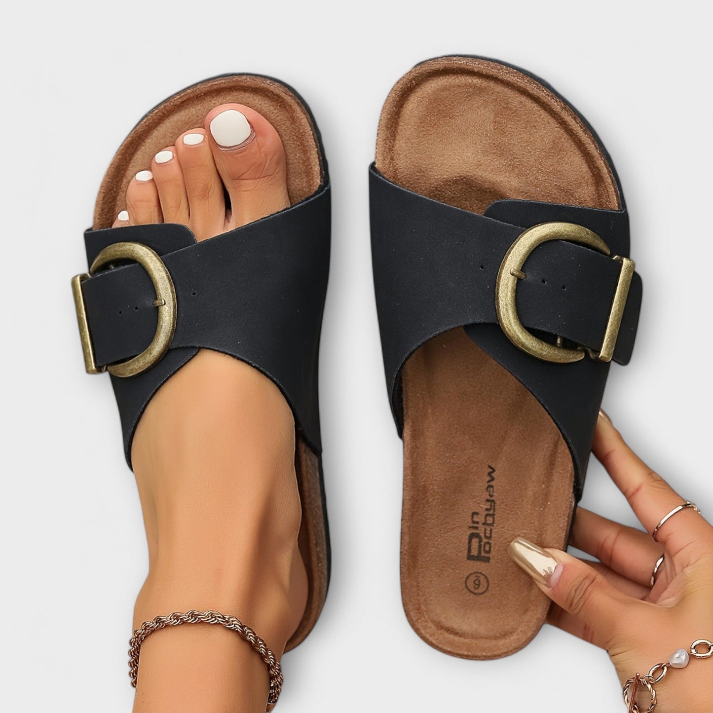 Plateau-sandaler til damer – Korksål og spænderem til sommer