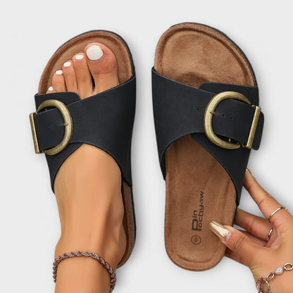Plateau-sandaler til damer – Korksål og spænderem til sommer