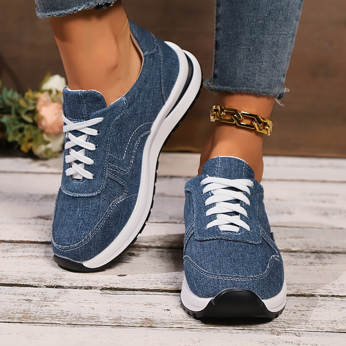 Women's Orthopedic Sneakers – Lace-Up Low-Top Raised Sole