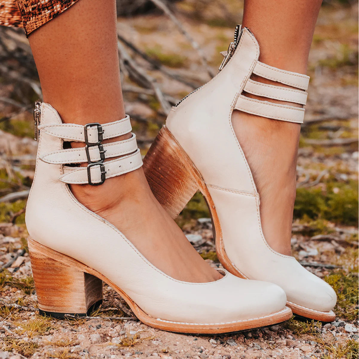 Women's Block Heel Ankle Boots – Closed Toe Multi-Buckle Strap