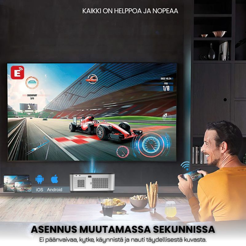 Projecteur Intelligent Full HD – 1100 ANSI Lumens, Android 9.0, Autofokus, Wi-Fi 5G, Bluetooth 5.1 