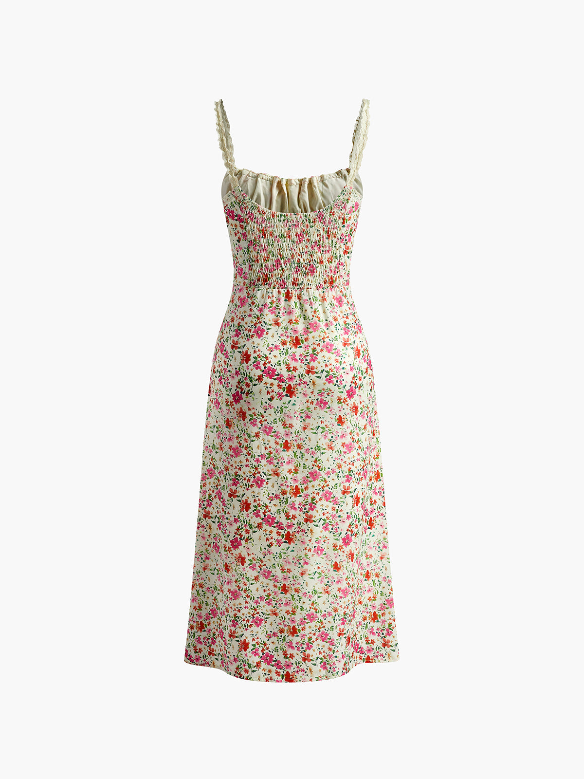 Valentina – Maxikjole med blomster, snøring og hjerteformet udskæring