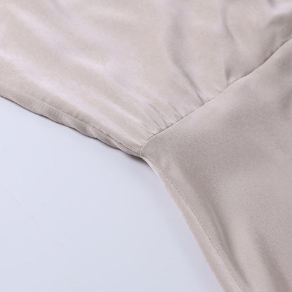 Sommerkjole Evangelia – Elegant satin slå om-maxikjole til fest