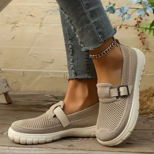 Momount Damesneakers Slip-On – Strikket Mesh Spændestrop Polstret Vandring