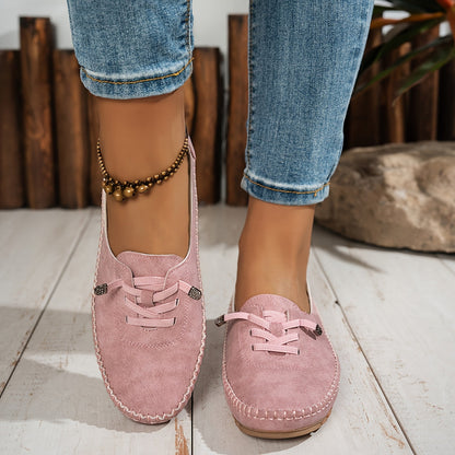 Momount Dame Mokkasinloafers – Ruskind Håndsyet Slip-On Elastik Komfort