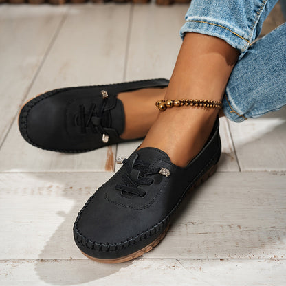 Momount Dame Mokkasinloafers – Ruskind Håndsyet Slip-On Elastik Komfort