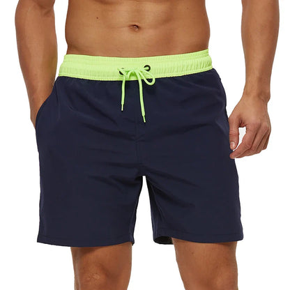 Blå herrebadeshorts – Mesh-foer, sidelommer og elastisk linning