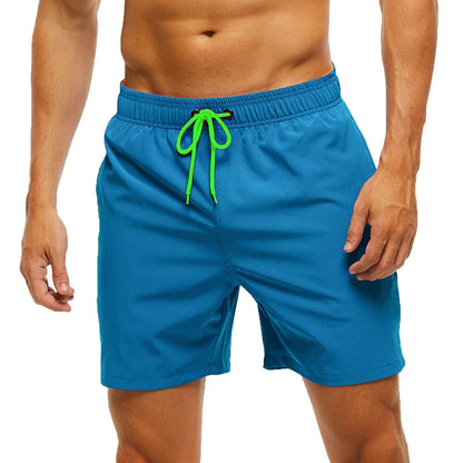 Blå herrebadeshorts – Mesh-foer, sidelommer og elastisk linning