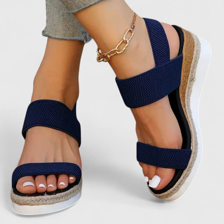 Momount Dame Espadrille-Kilesandaler – Elastisk Rem Jute Plateau Åben Tå