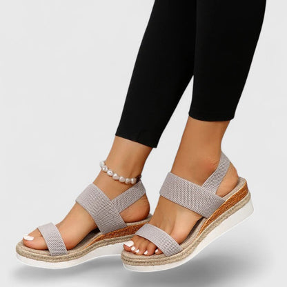 Momount Dame Espadrille-Kilesandaler – Elastisk Rem Jute Plateau Åben Tå