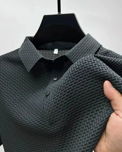 Momount herrepoloshirt i waffle-strik – struktureret kortærmet til hverdag