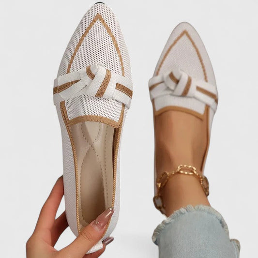 Momount Dame Mules med Spids Tå – Strikmesh Knude Flad Slip-On Lukket Tå