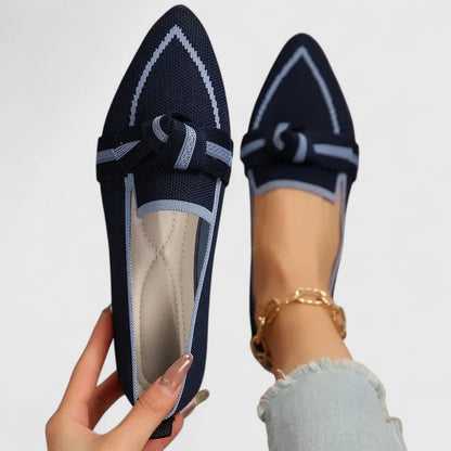 Momount Dame Mules med Spids Tå – Strikmesh Knude Flad Slip-On Lukket Tå