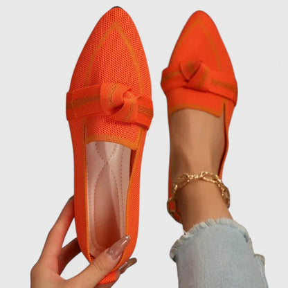 Momount Dame Mules med Spids Tå – Strikmesh Knude Flad Slip-On Lukket Tå