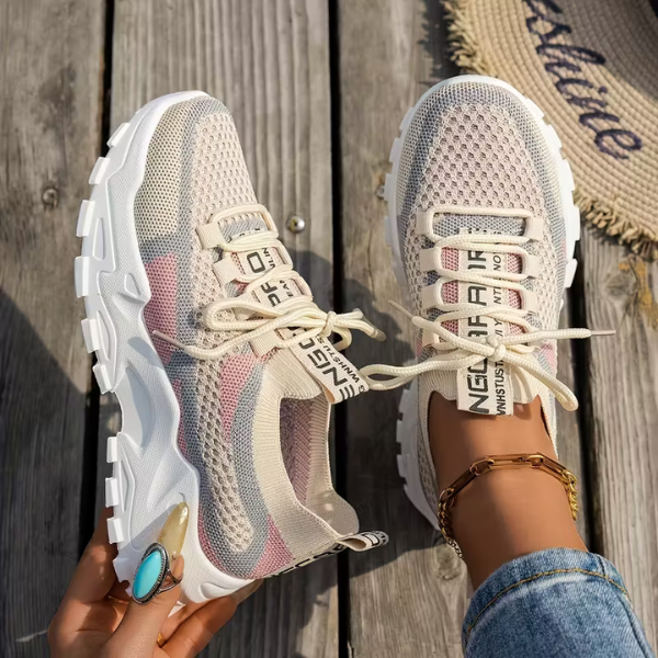 Momount Damesneakers Chunky – Mesh Med Snørebånd Plateau Tofarvet Dad-Style
