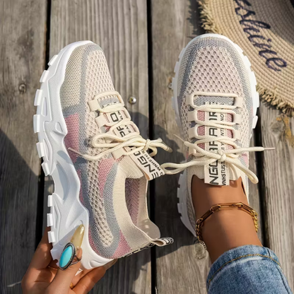 Momount Damesneakers Chunky – Mesh Med Snørebånd Plateau Tofarvet Dad-Style