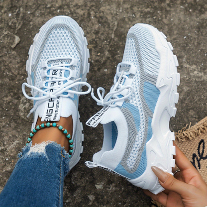 Momount Damesneakers Chunky – Mesh Med Snørebånd Plateau Tofarvet Dad-Style