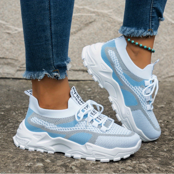 Momount Damesneakers Chunky – Mesh Med Snørebånd Plateau Tofarvet Dad-Style