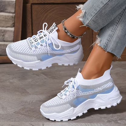 Momount Damesneakers Chunky – Mesh Med Snørebånd Plateau Tofarvet Dad-Style