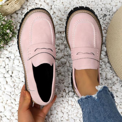 Momount Dame Mokassiner med Plateau – Tracksål Penny-Strop Slip-On Rund Tå