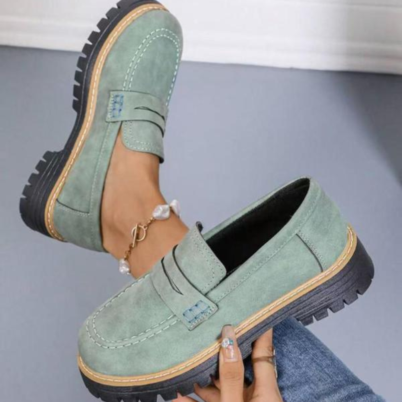 Momount Dame Mokassiner med Plateau – Tracksål Penny-Strop Slip-On Rund Tå